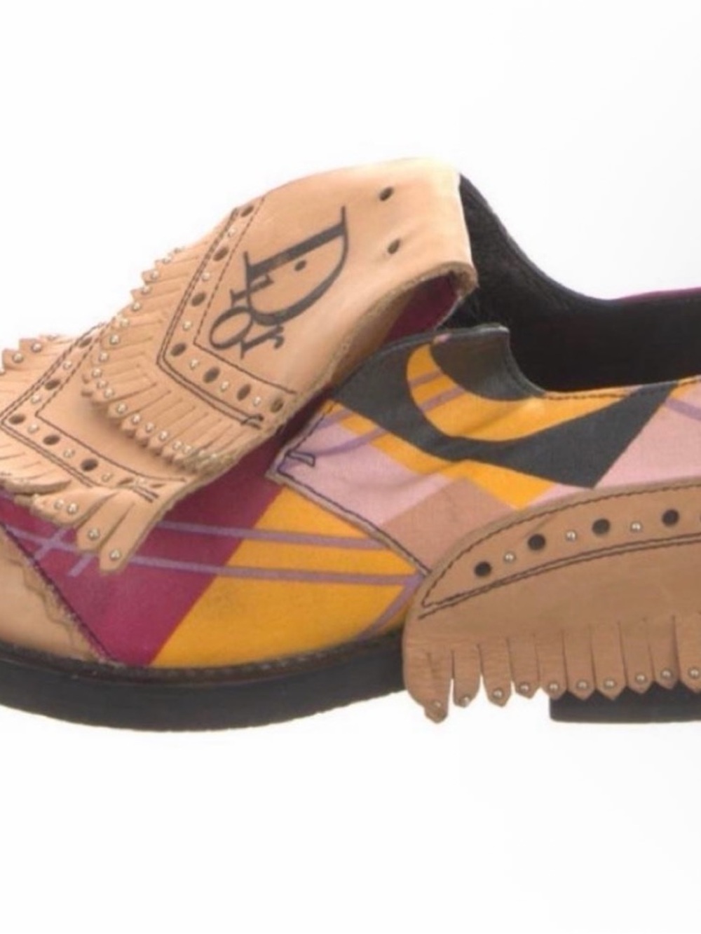 Dior Galliano Fringe Slip-On Loafer in Multicolor